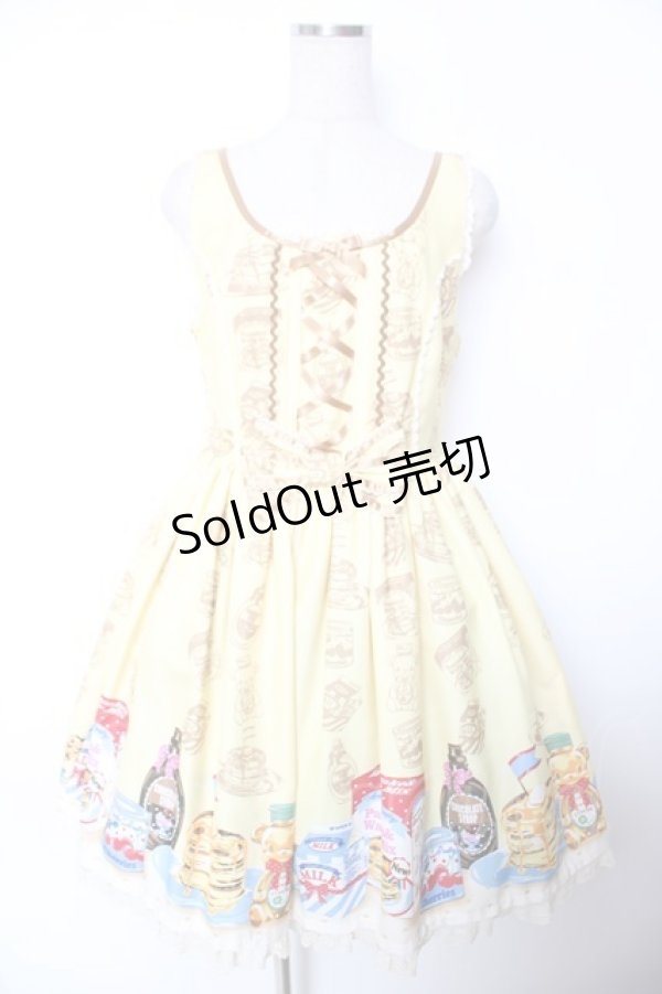 画像1: Angelic Pretty / Honey Cakeラウンドジャンパースカート  イエロー Y-25-12-04-140-AP-OP-SZ-ZY (1)