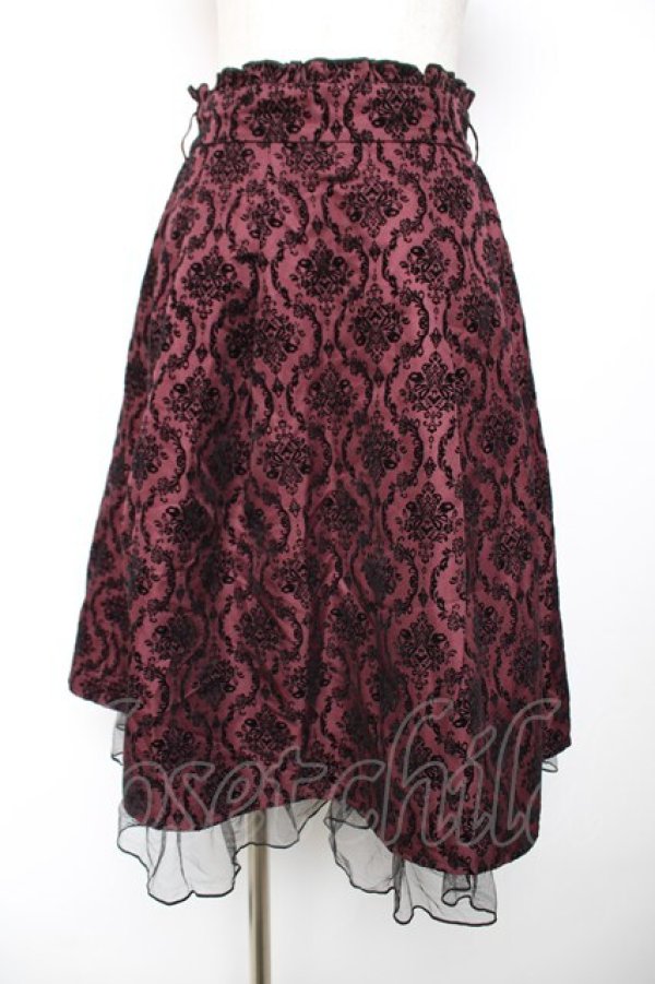 画像1: axes femme / 格子柄フロッキーptスカート M ワイン Y-25-12-04-143-AX-SK-SZ-ZY (1)