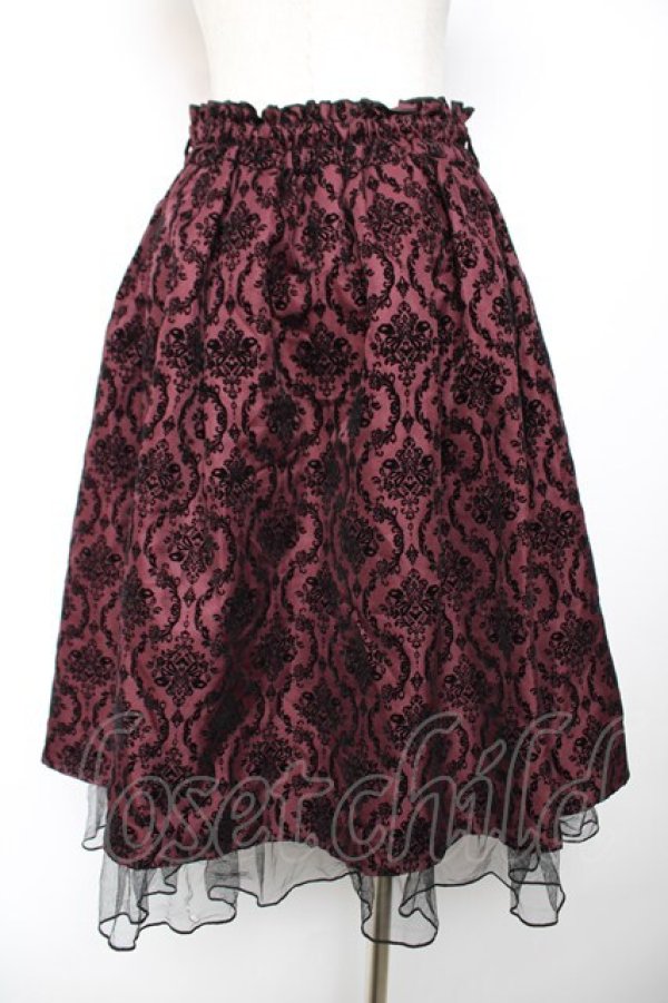 画像2: axes femme / 格子柄フロッキーptスカート M ワイン Y-25-12-04-143-AX-SK-SZ-ZY (2)