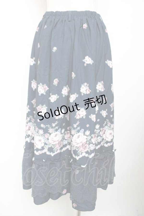 画像2: axes femme / パネル花柄フレアスカート M 紺 Y-25-12-04-148-AX-SK-SZ-ZI (2)