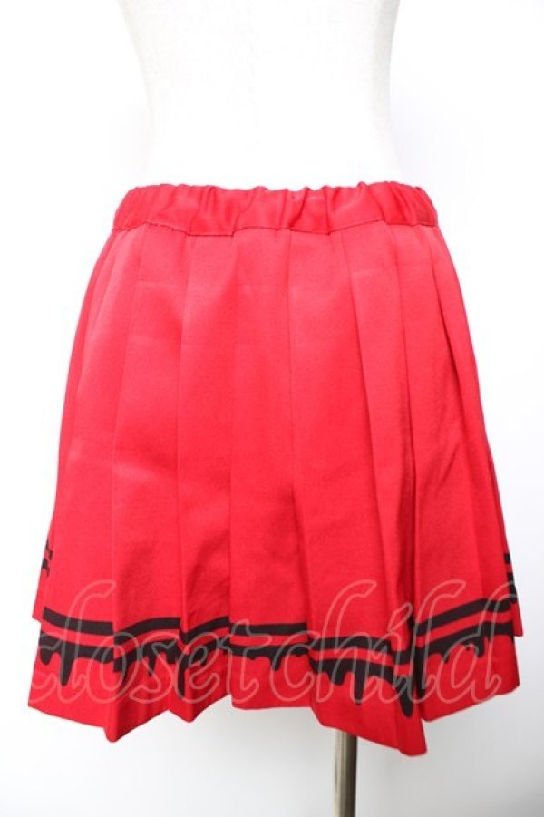 画像2: LISTEN FLAVOR / メルティーラインプリーツスカート  赤 Y-25-12-04-156-PU-SK-SZ-ZY (2)
