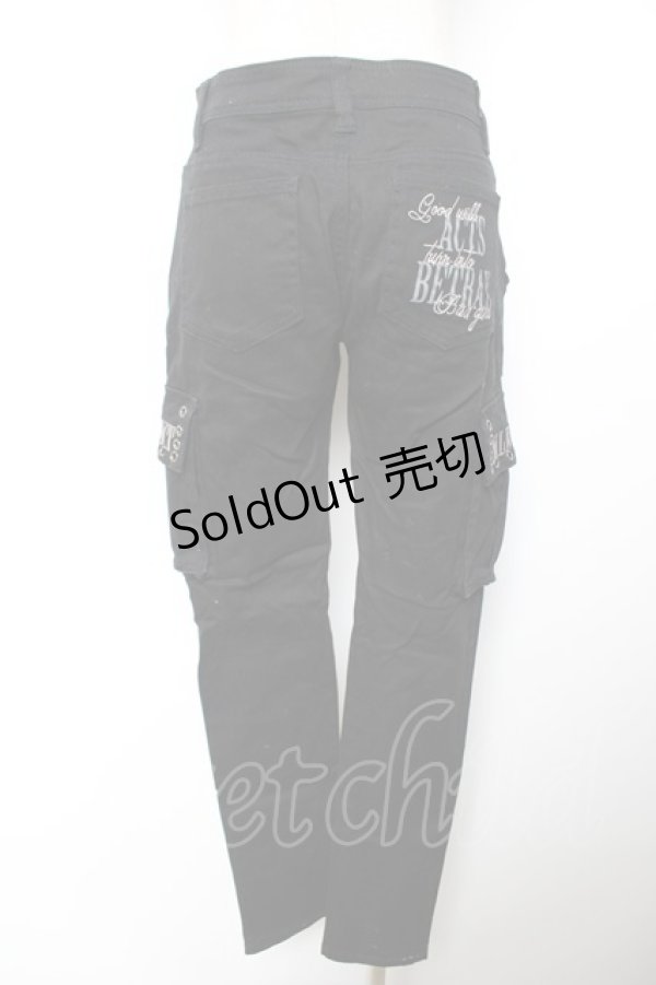 画像2: GHOST of HARLEM / ポケット刺繍パンツ M 黒 Y-25-12-04-157-GL-PA-SZ-ZY (2)
