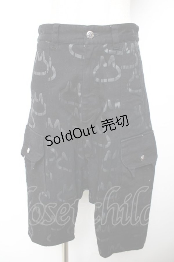 画像1: MINT NeKO / プリント総柄ハーフパンツ  黒 Y-25-12-04-158-HN-PA-SZ-ZY (1)