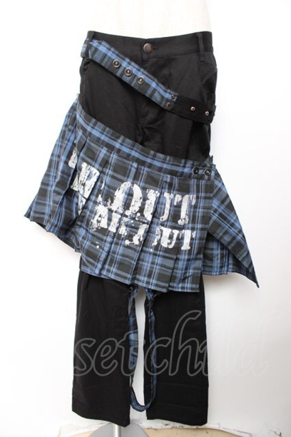 画像1: SEX POT ReVeNGe / チェック柄スカートボンテージパンツ L 黒×青 Y-25-12-04-159-SP-PA-SZ-ZY (1)