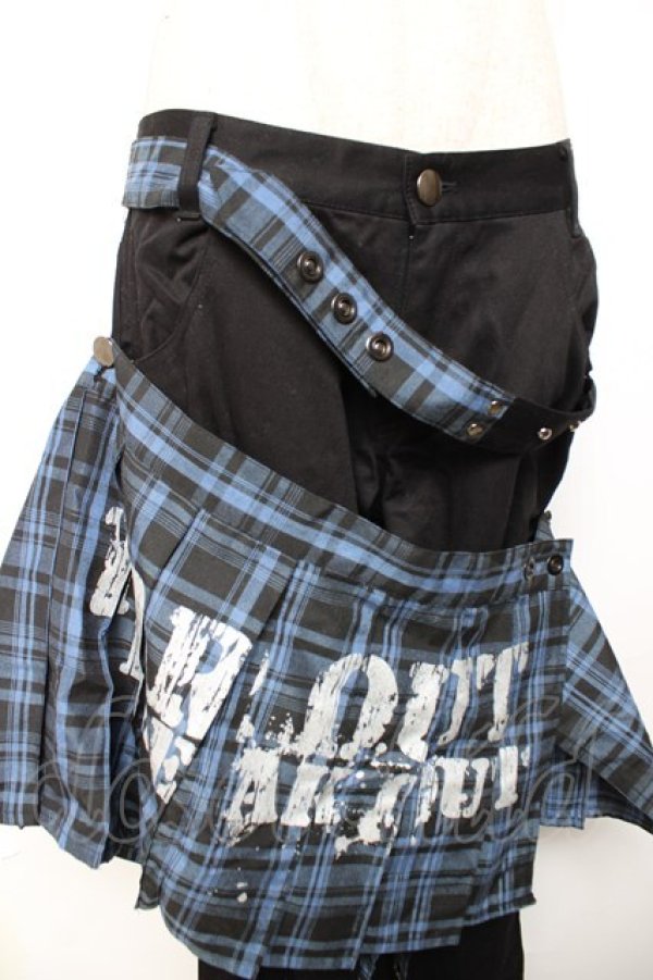 画像3: SEX POT ReVeNGe / チェック柄スカートボンテージパンツ L 黒×青 Y-25-12-04-159-SP-PA-SZ-ZY (3)