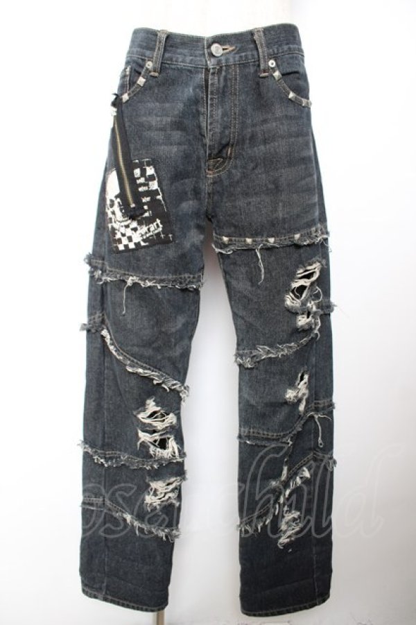 画像1: Deorart / ダメージ加工入りデニムパンツ S 黒 Y-25-12-04-161-PU-PA-SZ-ZY (1)