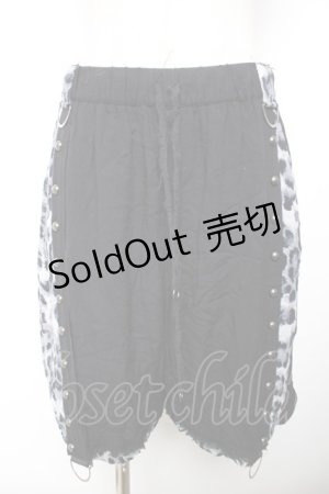 画像: SEX POT ReVeNGe / フラップ付きヒョウ柄ハーフパンツ M 黒×グレー Y-25-12-04-164-SP-PA-SZ-ZY