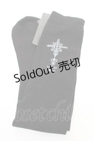 画像: HN+nois / クロスptニーハイソックス  黒 Y-25-12-04-025-HN-ZA-SZ-ZY