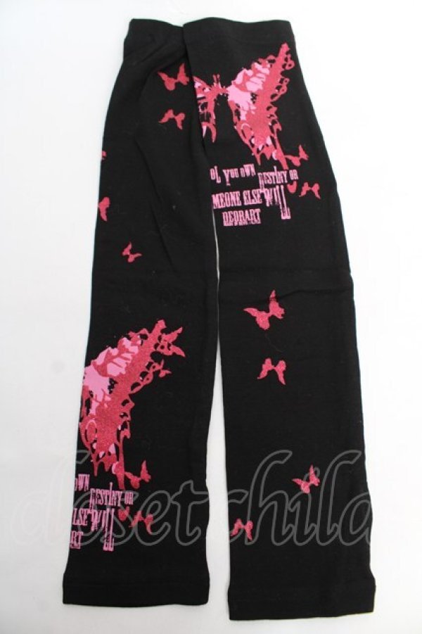 画像1: Deorart / 蝶ラメプリントアームカバー  黒 Y-25-12-04-026-PU-ZA-SZ-ZY (1)