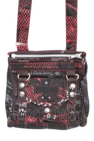 画像: HN+nois / 安ピンpt総柄ポシェット  黒×赤 Y-25-12-04-035-HN-ZA-SZ-ZY