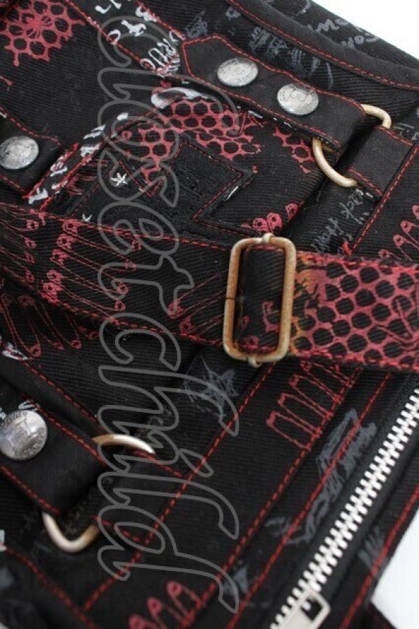 画像3: HN+nois / 安ピンpt総柄ポシェット  黒×赤 Y-25-12-04-035-HN-ZA-SZ-ZY (3)