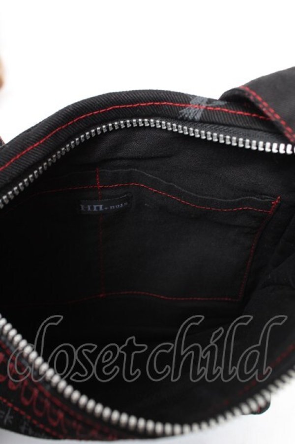 画像4: HN+nois / 安ピンpt総柄ポシェット  黒×赤 Y-25-12-04-035-HN-ZA-SZ-ZY (4)