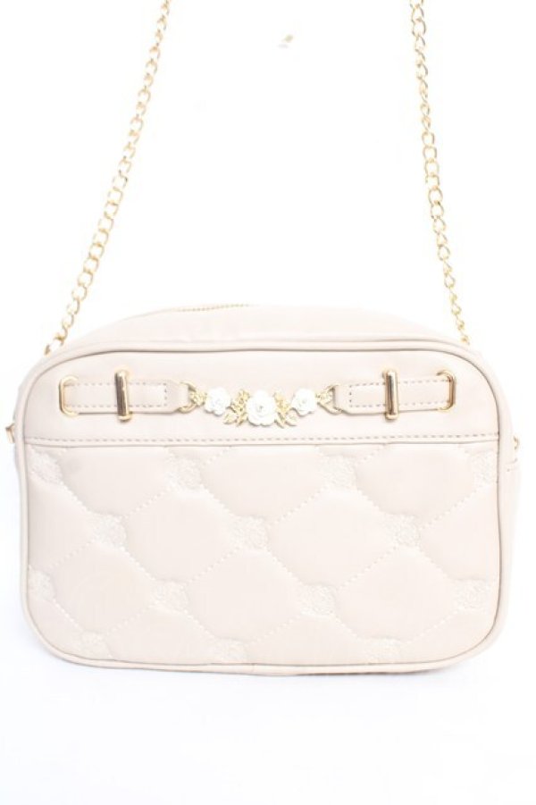 画像1: axes femme / バラ刺繍キルトショルダーバック F グレージュ Y-25-12-05-043-AX-BG-SZ-ZY (1)