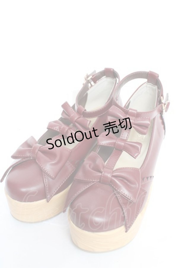画像1: axes femme Kawaii / トリプルリボンシューズ M ワイン Y-25-12-05-050-AX-SH-SZ-ZY (1)