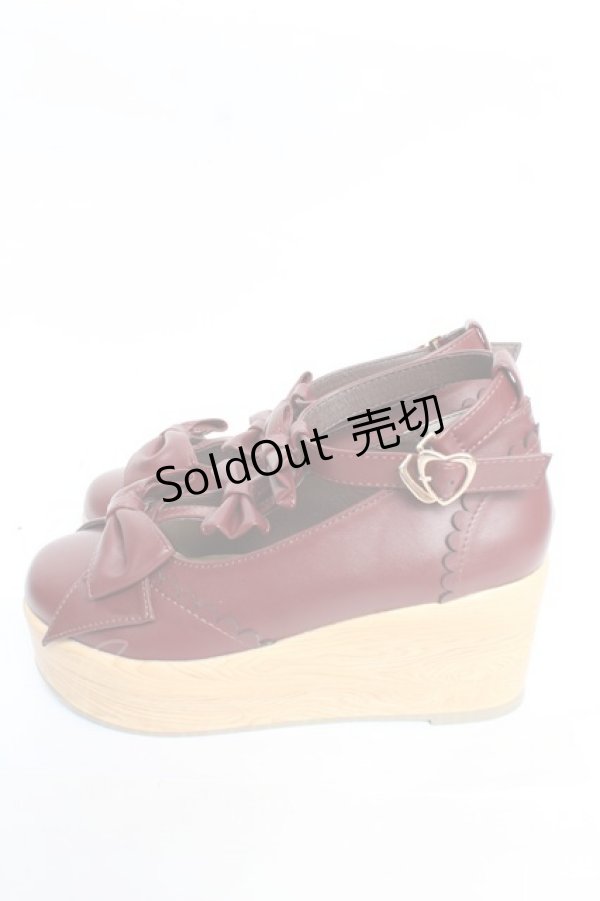 画像2: axes femme Kawaii / トリプルリボンシューズ M ワイン Y-25-12-05-050-AX-SH-SZ-ZY (2)