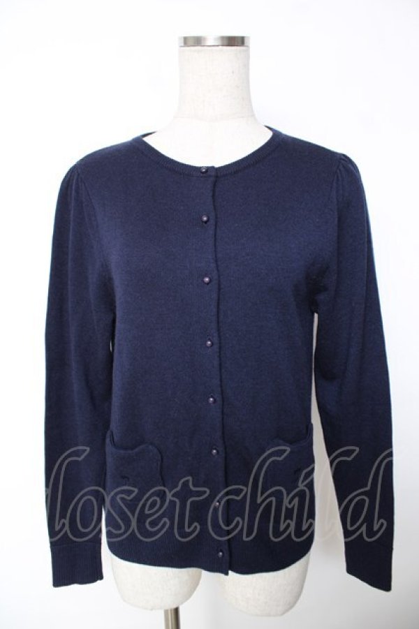 画像1: Cherir la femme / くまポケットカーディガン M 紺 Y-25-12-05-055-LO-TO-SZ-ZY (1)