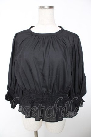 画像: Franche Lippee / シャーリングぽて袖ブラウス M 黒 Y-25-12-05-058-LO-BL-SZ-ZY