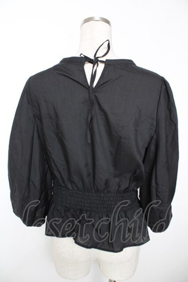 画像2: Franche Lippee / シャーリングぽて袖ブラウス M 黒 Y-25-12-05-058-LO-BL-SZ-ZY (2)