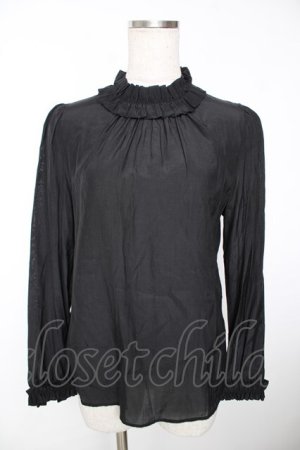 画像: franche lippee black / フリルスタンドカラーブラウス M 黒 Y-25-12-05-061-LO-BL-SZ-ZY