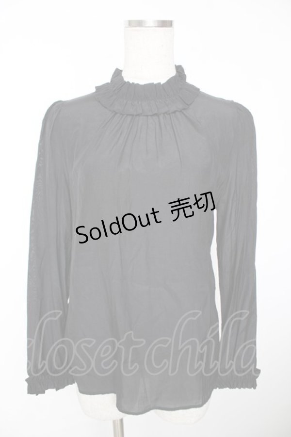 画像1: franche lippee black / フリルスタンドカラーブラウス M 黒 Y-25-12-05-061-LO-BL-SZ-ZY (1)