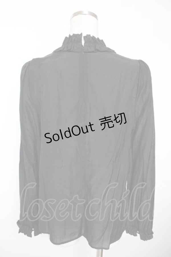 画像2: franche lippee black / フリルスタンドカラーブラウス M 黒 Y-25-12-05-061-LO-BL-SZ-ZY (2)