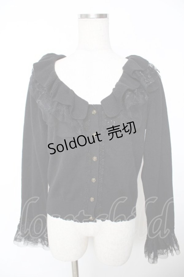 画像1: axes femme / フリルレースニットカーデ M 黒 Y-25-12-05-062-AX-TO-SZ-ZY (1)