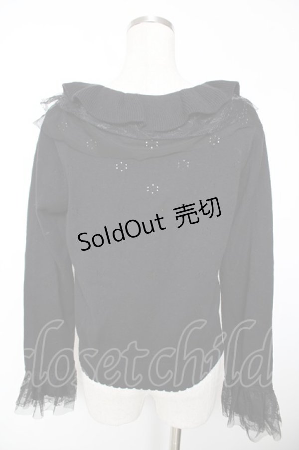 画像2: axes femme / フリルレースニットカーデ M 黒 Y-25-12-05-062-AX-TO-SZ-ZY (2)