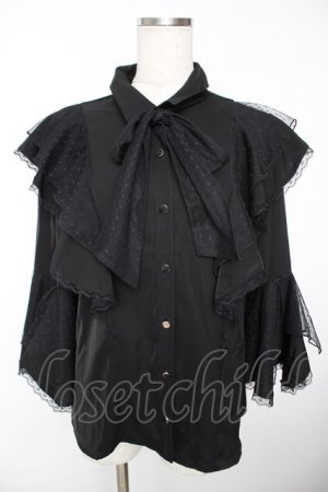 画像: axes femme / ドットチュールリボン姫袖ブラウス F 黒 Y-25-12-05-063-AX-BL-SZ-ZY