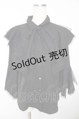 画像: axes femme / ドットチュールリボン姫袖ブラウス F 黒 Y-25-12-05-063-AX-BL-SZ-ZS