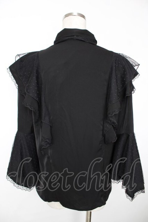 画像2: axes femme / ドットチュールリボン姫袖ブラウス F 黒 Y-25-12-05-063-AX-BL-SZ-ZS (2)
