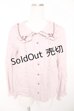 画像: axes femme POETIQUE / ローズデザインフリルブラウス  ピンク Y-25-12-05-071-AX-BL-SZ-ZY