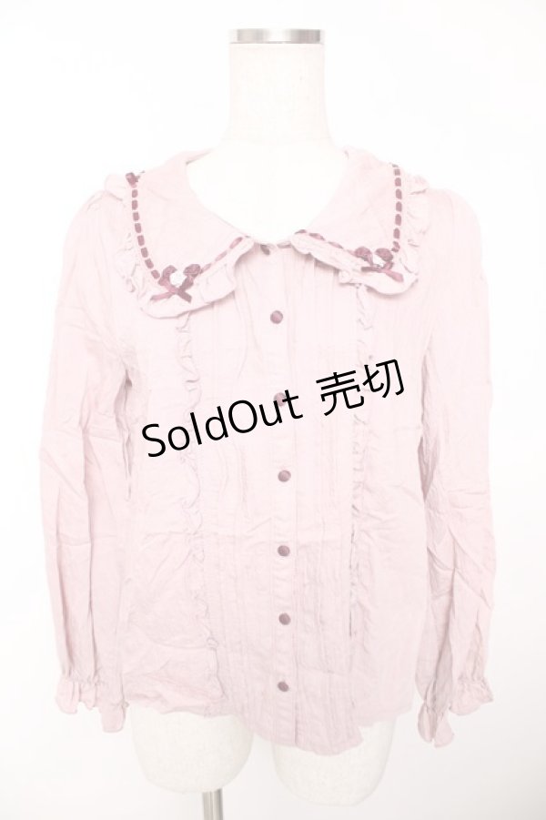 画像1: axes femme POETIQUE / ローズデザインフリルブラウス  ピンク Y-25-12-05-071-AX-BL-SZ-ZY (1)