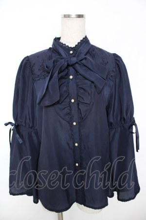 画像: axes femme kawaii / 姫袖フリルブラウス  紺 Y-25-12-05-072-AX-BL-SZ-ZY