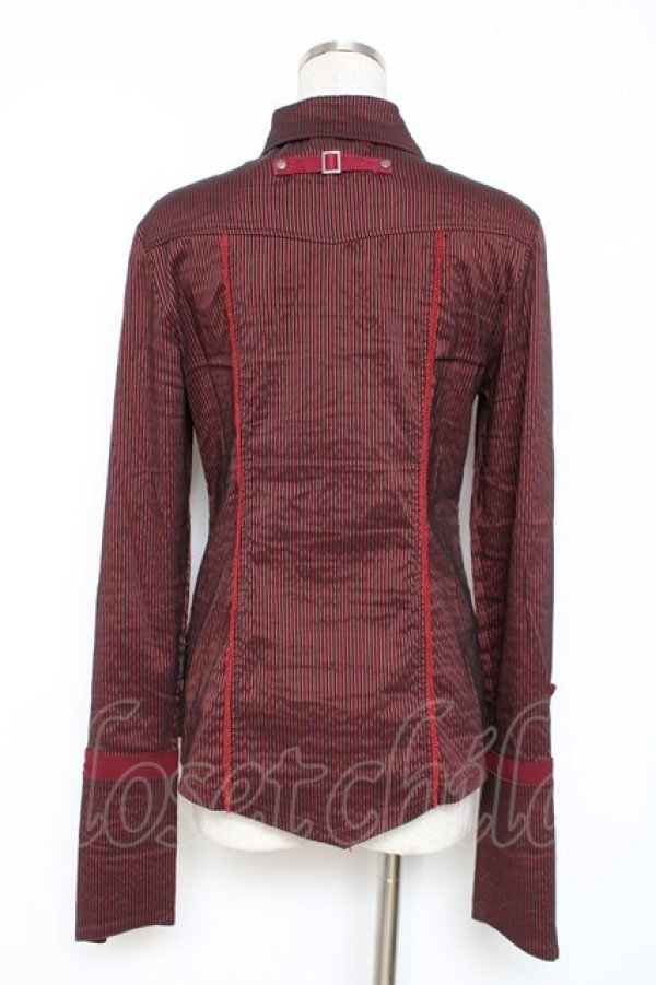 画像2: Ozz Croce / 二重襟ストライプスナップボタンシャツ  エンジ Y-25-12-05-088-OO-BL-SZ-OS (2)