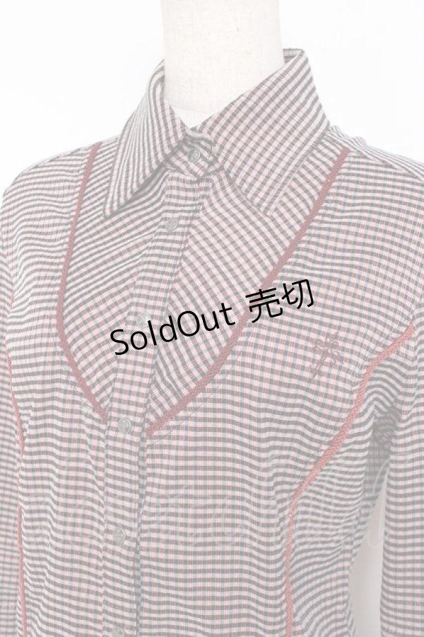 画像4: Ozz Croce / クロス刺繍チェック柄シャツ  赤 Y-25-12-05-089-OO-BL-SZ-ZY (4)