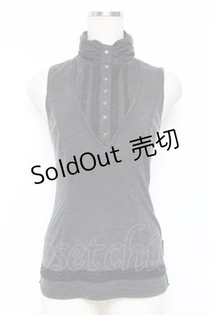 画像: Ozz oneste / 薔薇刺繍ノースリーブトップス  黒 Y-25-12-05-091-OO-TO-SZ-ZY