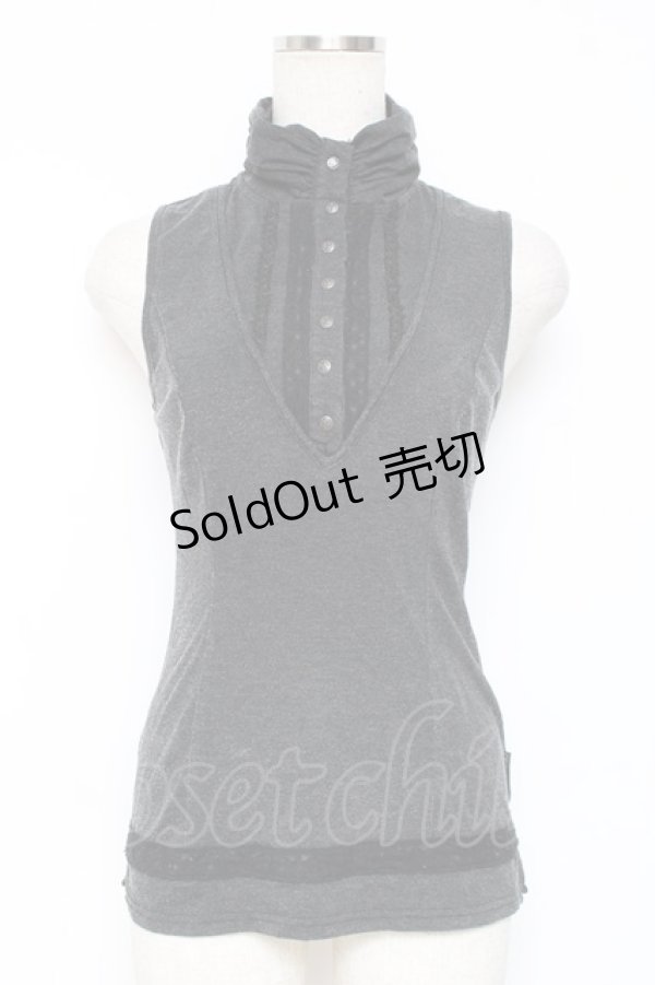 画像1: Ozz oneste / 薔薇刺繍ノースリーブトップス  黒 Y-25-12-05-091-OO-TO-SZ-ZY (1)