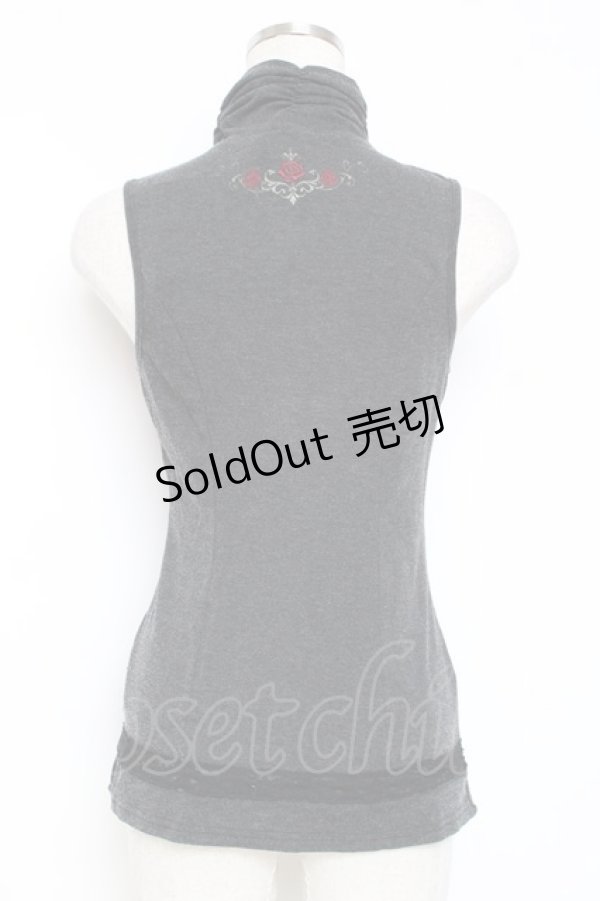 画像2: Ozz oneste / 薔薇刺繍ノースリーブトップス  黒 Y-25-12-05-091-OO-TO-SZ-ZY (2)