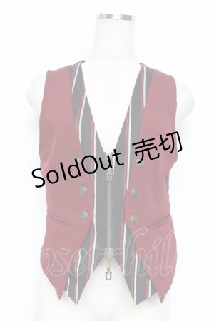 画像: Rozen Kavalier / 刺繍×プリント入り重ね着風ベスト  黒×エンジ Y-25-12-05-092-OO-TO-SZ-ZY