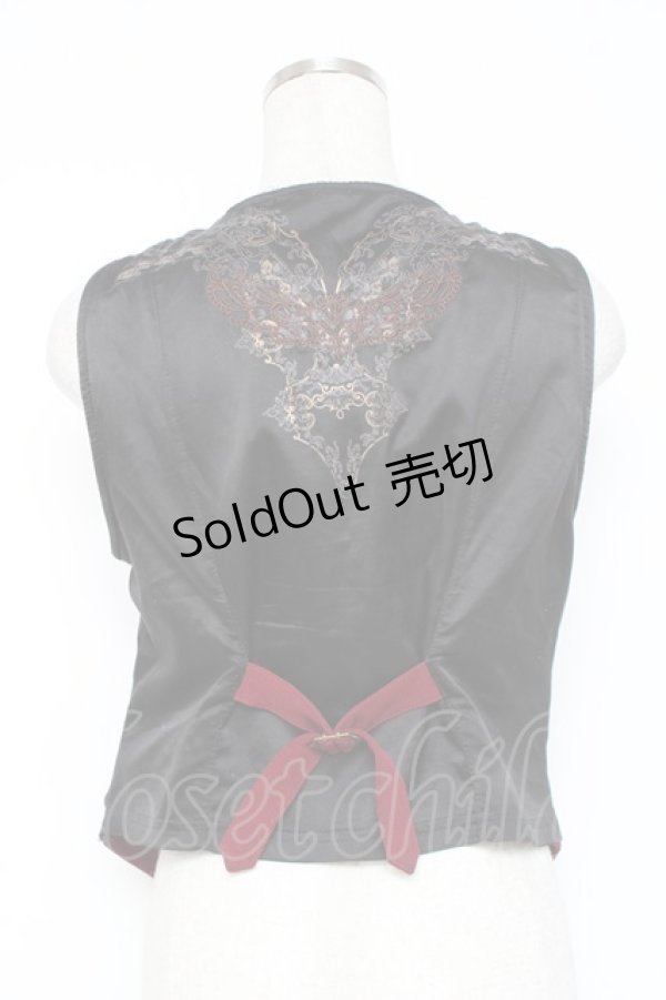 画像2: Rozen Kavalier / 刺繍×プリント入り重ね着風ベスト  黒×エンジ Y-25-12-05-092-OO-TO-SZ-ZY (2)