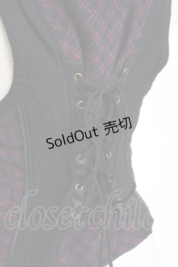 画像3: Ozz Croce / チェック柄切替ベスト  黒×赤 Y-25-12-05-093-OO-TO-SZ-ZY (3)