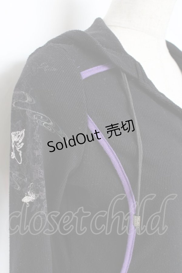 画像3: Ozz oneste / 金魚×朝顔刺繍五分袖パーカー  黒 Y-25-12-05-094-OO-TO-SZ-ZI (3)