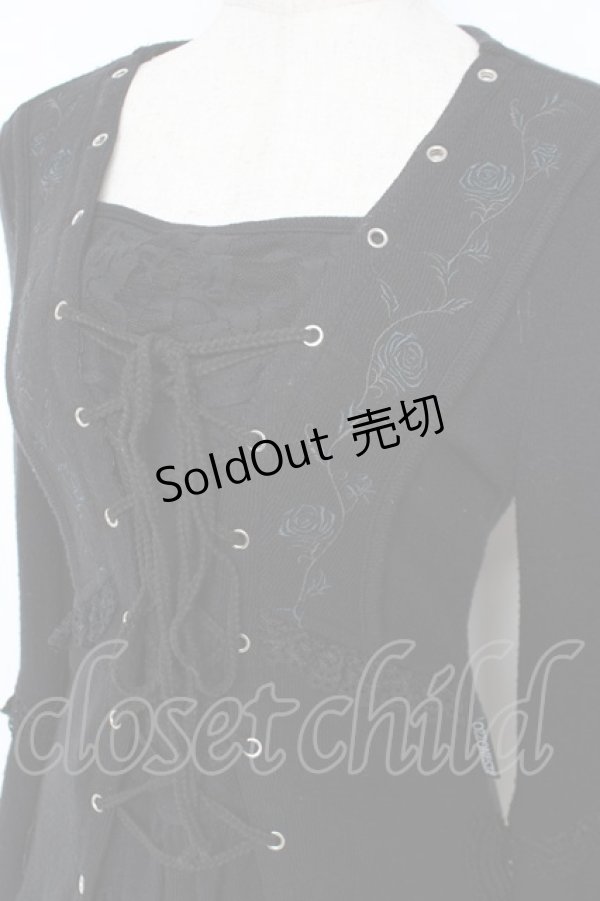 画像3: Ozz oneste / 薔薇刺繍編み上げトップス  黒 Y-25-12-05-095-OO-TO-SZ-ZY (3)