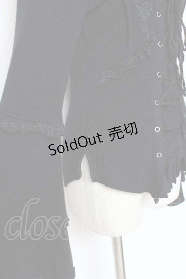 画像4: Ozz oneste / 薔薇刺繍編み上げトップス  黒 Y-25-12-05-095-OO-TO-SZ-ZY (4)