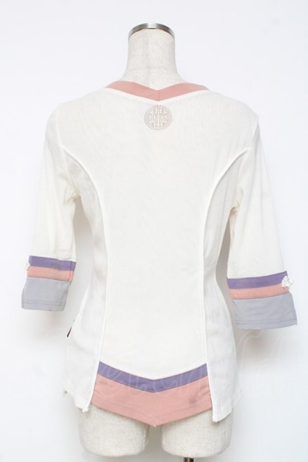 画像2: Ozz oneste / チャイナボタンメッシュZIPカーディガン  白 Y-25-12-05-096-OO-TO-SZ-OS (2)