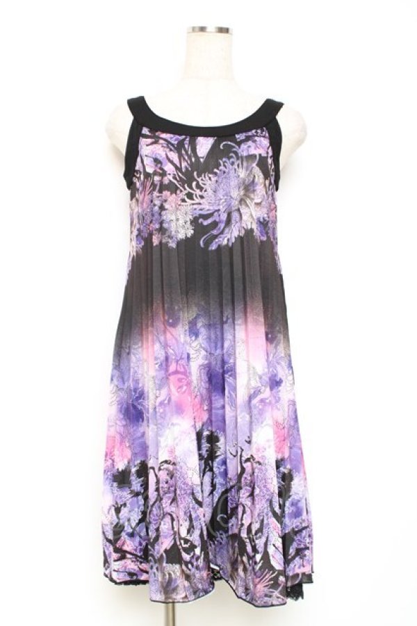 画像1: Ozz oneste / 菊&蝶柄ノースリーブワンピース  パープル Y-25-12-05-098-OO-OP-SZ-ZY (1)