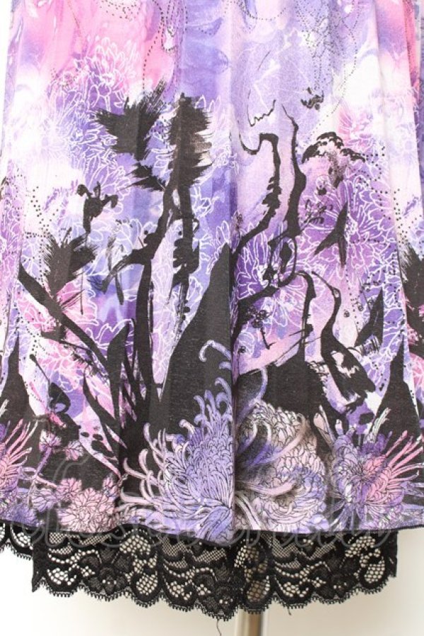 画像3: Ozz oneste / 菊&蝶柄ノースリーブワンピース  パープル Y-25-12-05-098-OO-OP-SZ-ZY (3)