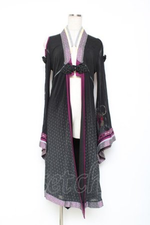 画像: Ozz oneste / メッシュチャイナロングカーディガン  黒 Y-25-12-05-099-OO-TO-SZ-OS