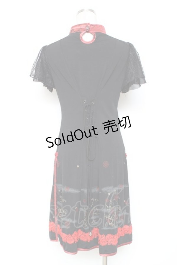 画像2: Ozz oneste / チャイナ風スリットワンピース  赤×黒 Y-25-12-05-101-OO-OP-SZ-ZY (2)