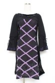 画像1: Ozz oneste / サイドベルベットレースデザインワンピース  黒×紫 Y-25-12-05-103-OO-OP-SZ-ZI (1)